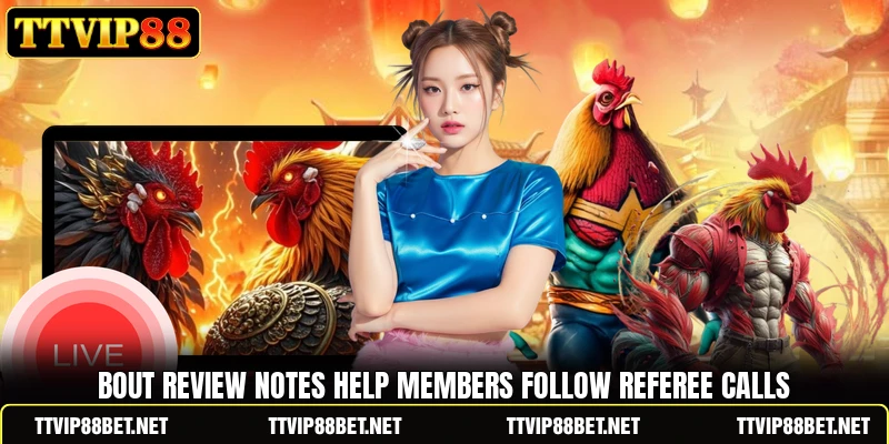 Bout review notes help members follow referee calls Bout review notes help members follow referee calls