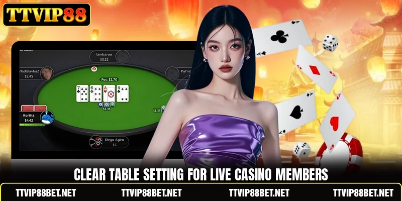 Clear table setting for live casino members Clear table setting for live casino members