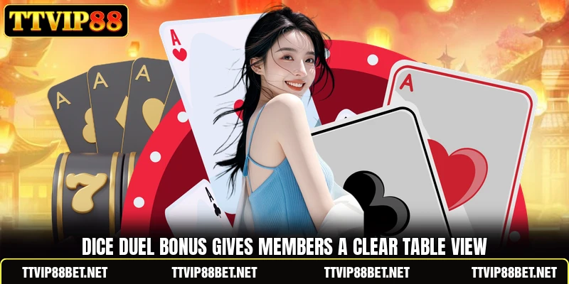 Dice Duel Bonus gives members a clear table view Dice Duel Bonus gives members a clear table view
