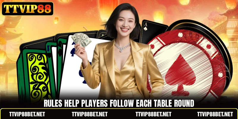 Rules help players follow each table round Rules help players follow each table round
